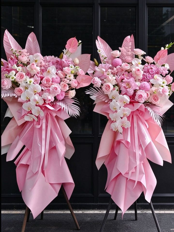 Pink Lavish Flowers Stand (Johor Bahru Only)