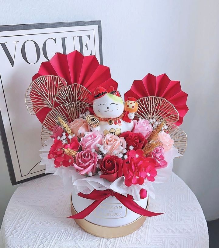 仿真招财猫开张花 Opening Table Flower 08