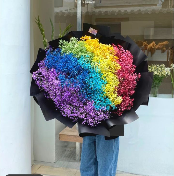 Rainbow Baby Breath Bouquet