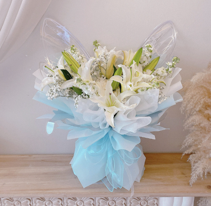 White Lily Butterfly Bouquet
