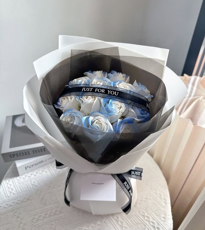 Ice Blue Soap Flower Bouquet