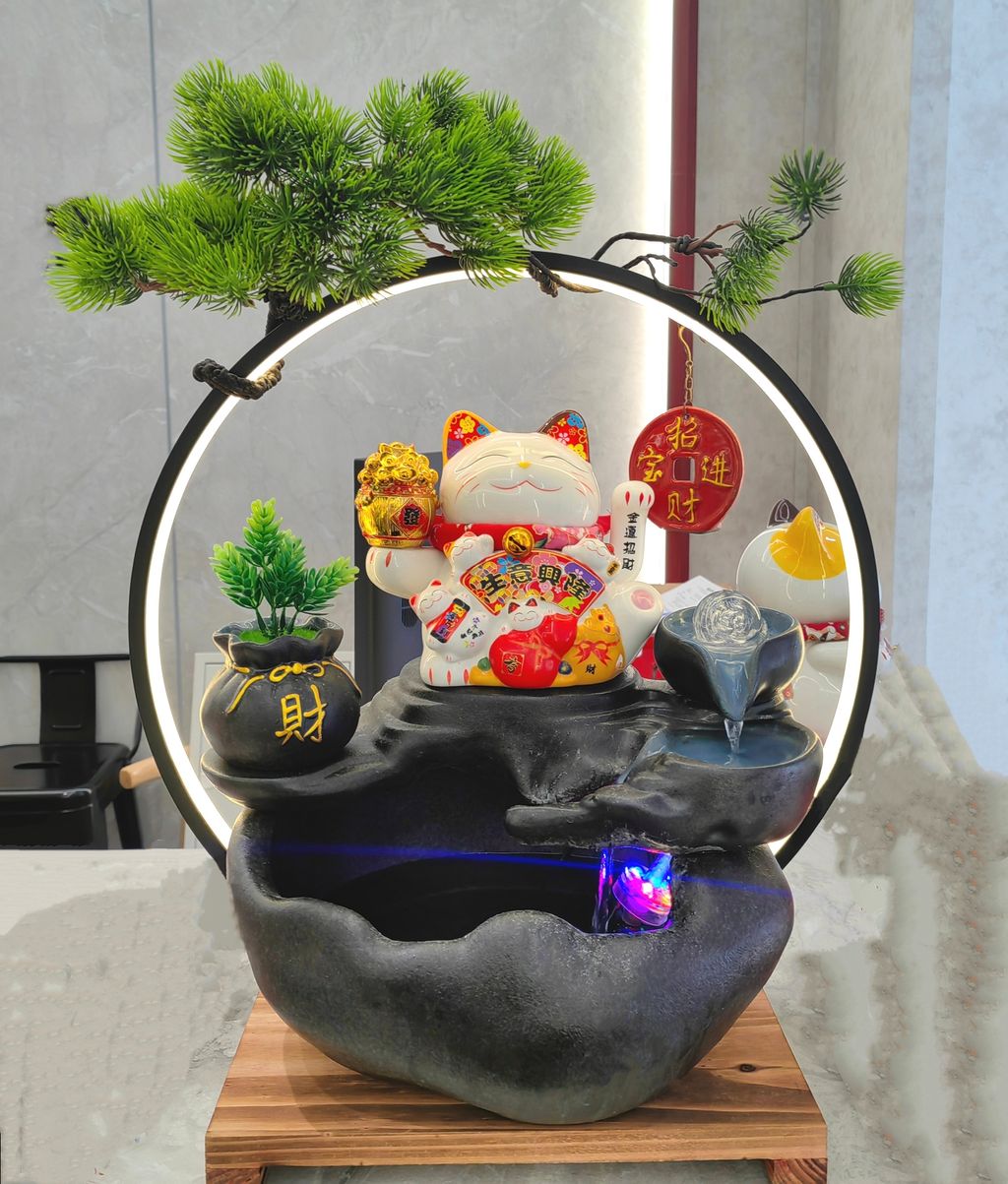 Lucky Cat Water Fountain Decoration