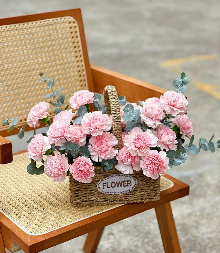 Carnation Flower Basket Arrangement