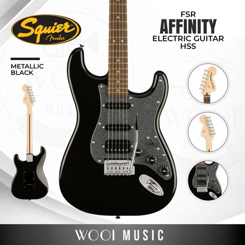Squier FSR Affinity Strat HSS - Metallic Black CP 