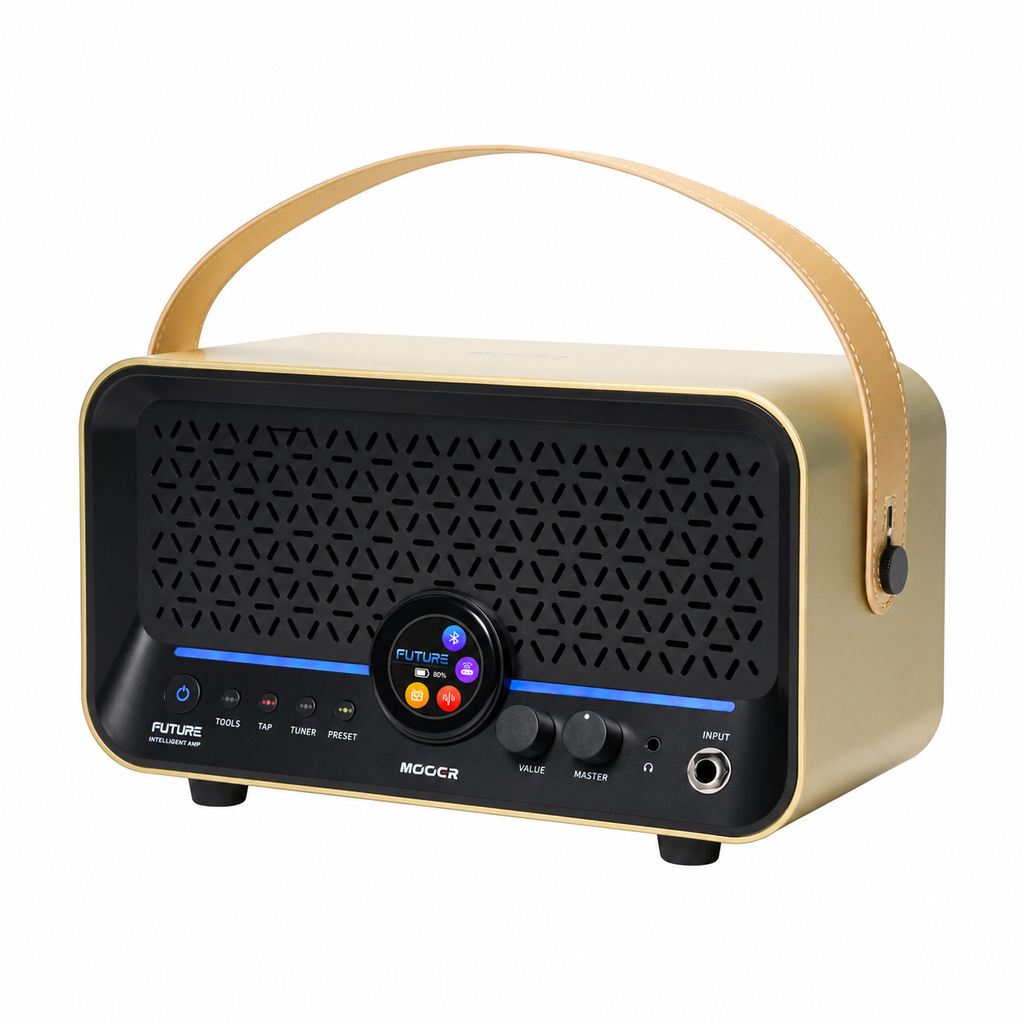 Beige and black guitar amplifier
