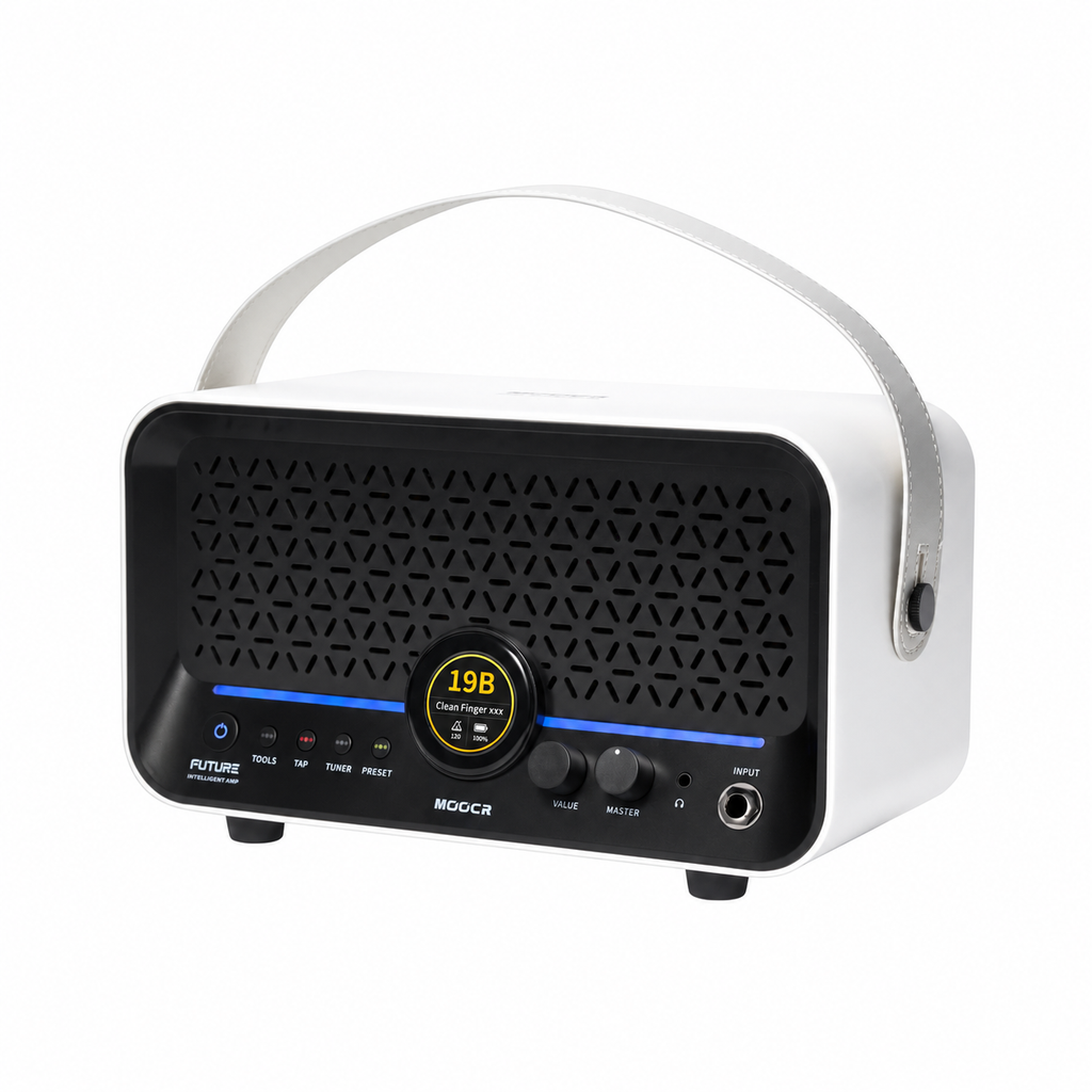 White MOOER amplifier on clean white