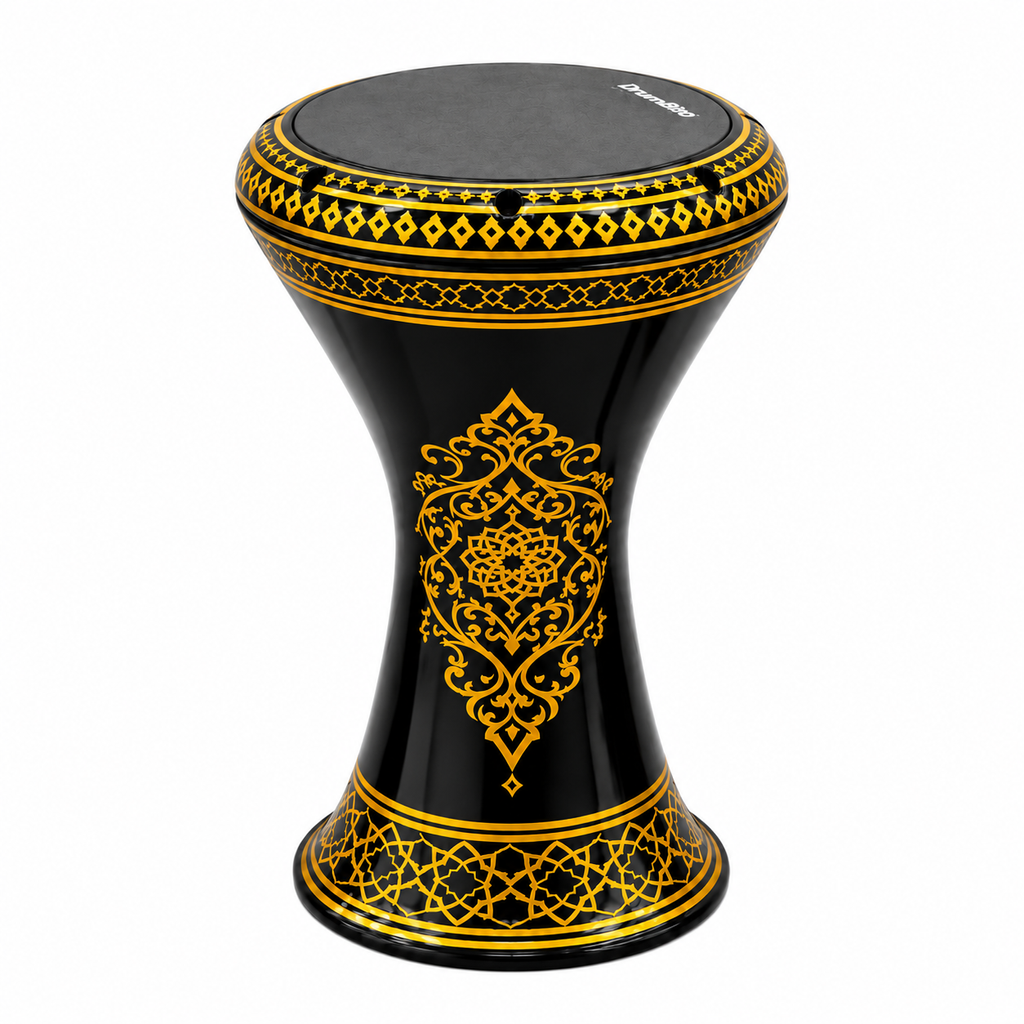 Ornate Black and Gold Goblet Drum