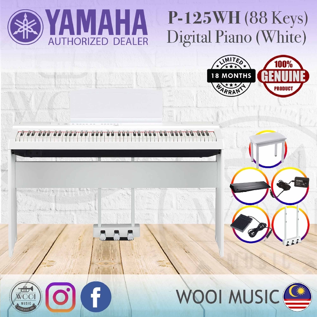 Yamaha P-125 White Digital Piano 88 Keys P125 / P125WH (Free Piano