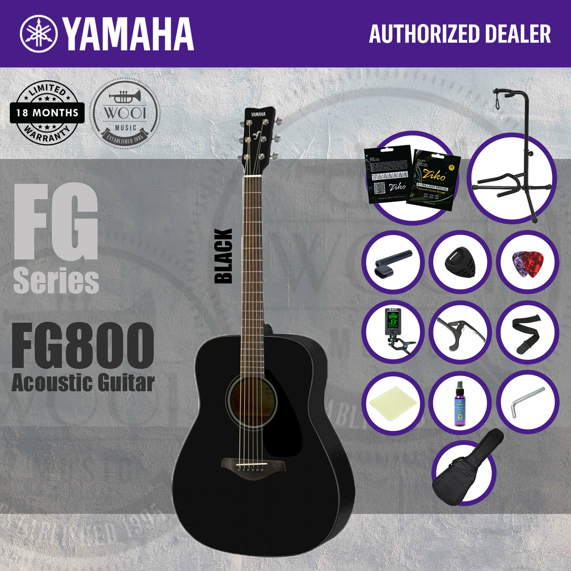 Yamaha fg800 acoustic store guitar black