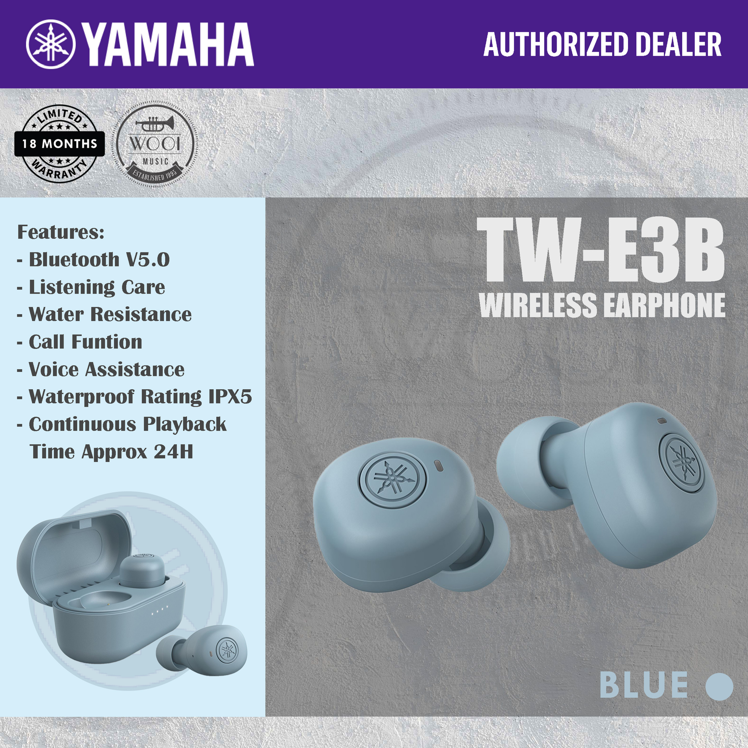 Yamaha TW-E3B Truely Wireless Earbuds / Earphone – Wooi Music