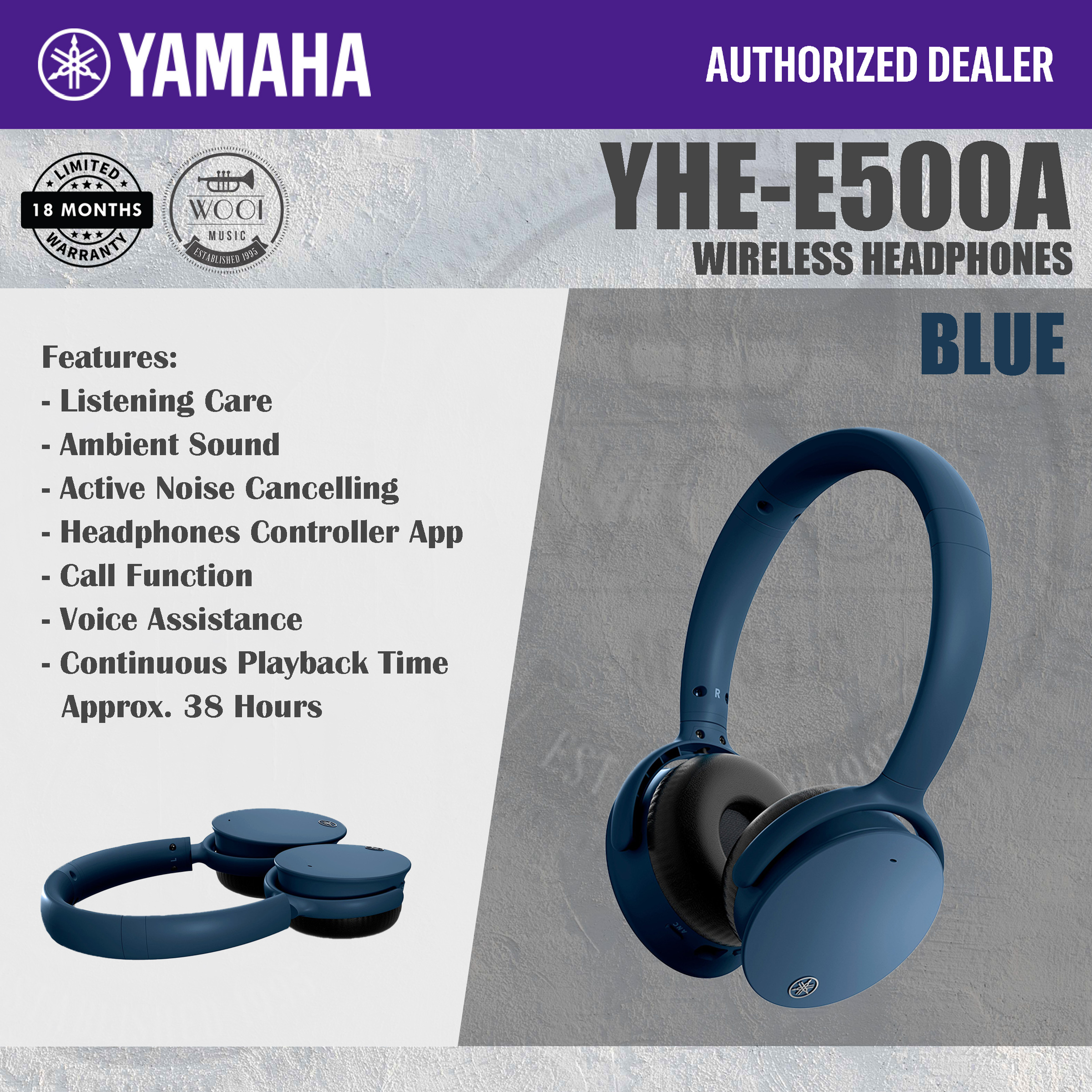 Yamaha YH-E500A Wireless On Ear Headphone – Wooi Music