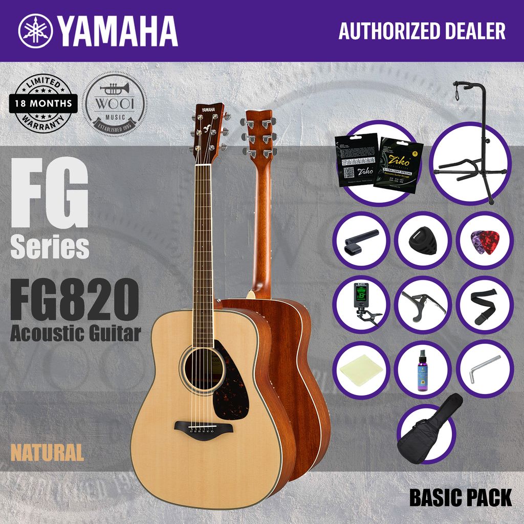 Yamaha FG820 NT FG Series Solid Top Acoustic Guitar 41