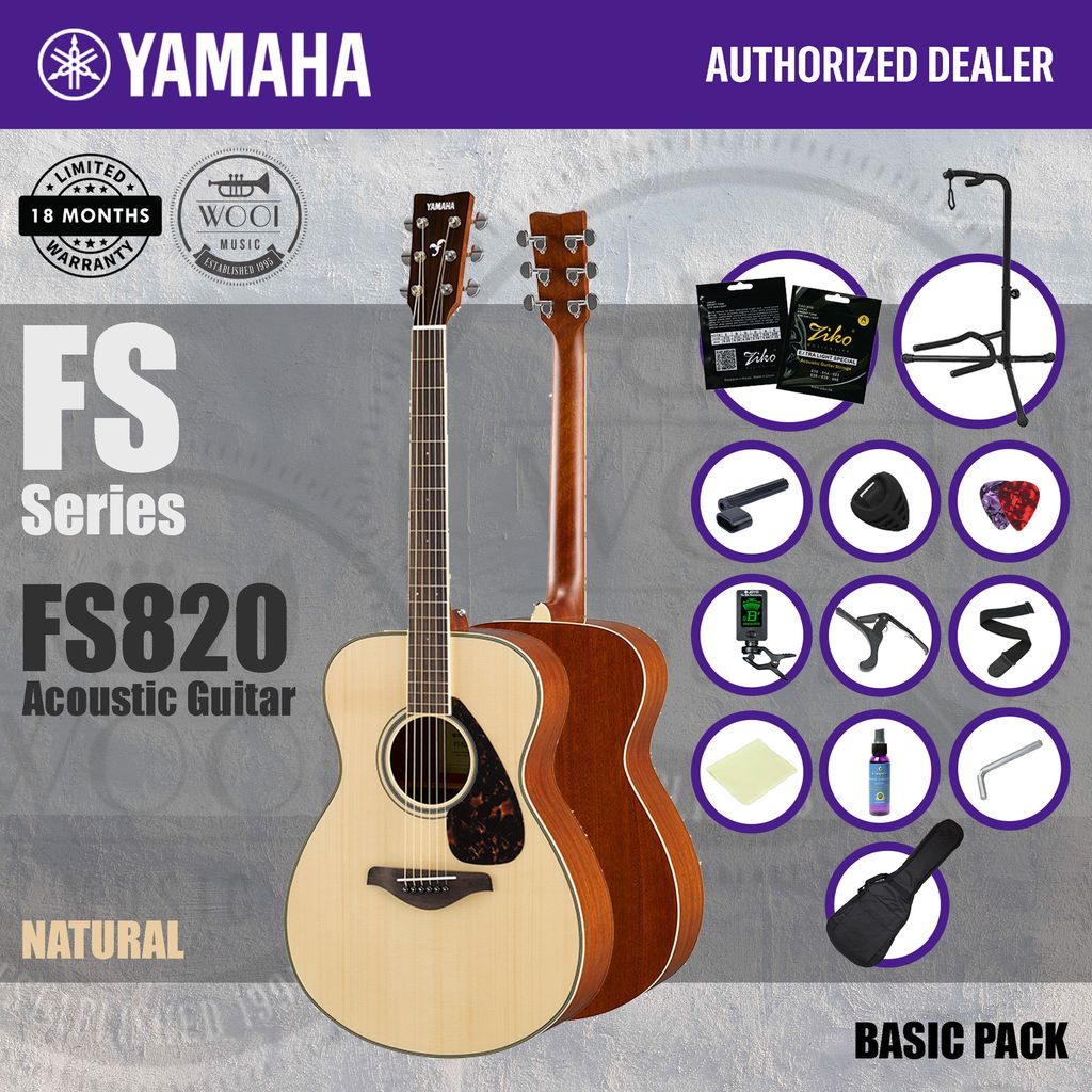 Yamaha FS820 NT FS Series Concert Size Solid Top Acoustic Guitar