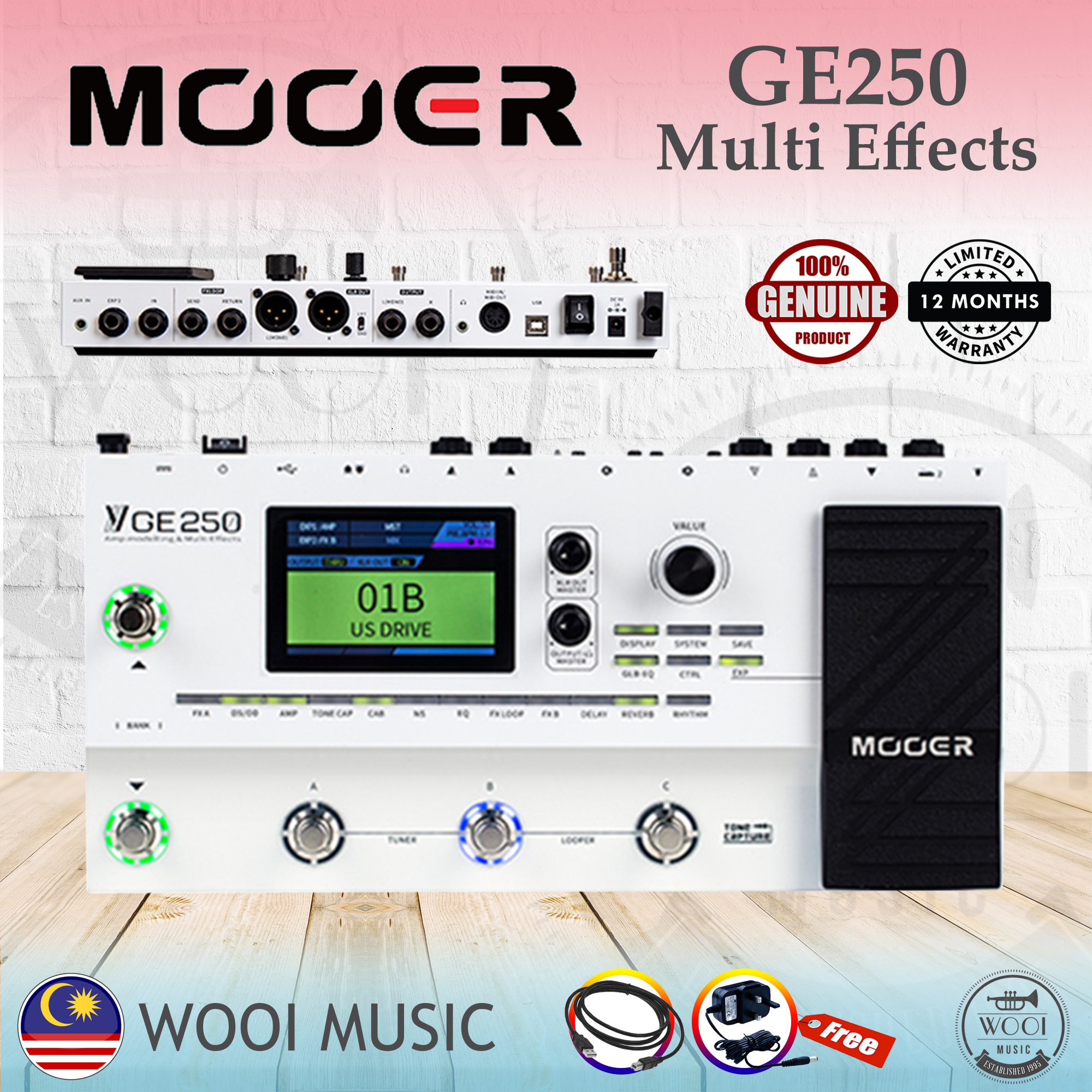 Mooer GE Amp Modelling & Guitar Multi Effects Pedal – Wooi Music