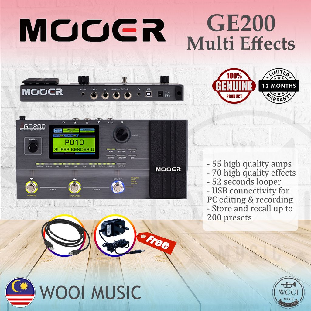 Mooer GE200 Amp Modelling & Guitar Multi Effects Pedal – Wooi Music