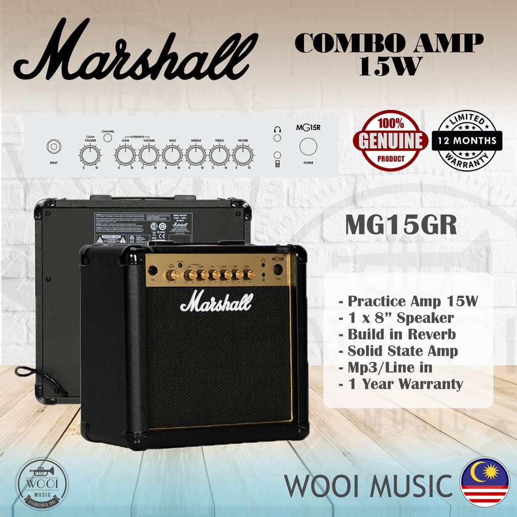 Marshall MG15GR MG Gold Series Electric Guitar Combo Amp with Reverb /  Guitar Amplifier 1x8" - 15W – Wooi Music