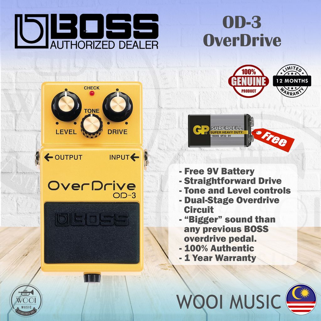 Boss OD-3 Overdrive Guitar Effect Pedal OD3 - FREE 9V Battery – Wooi Music