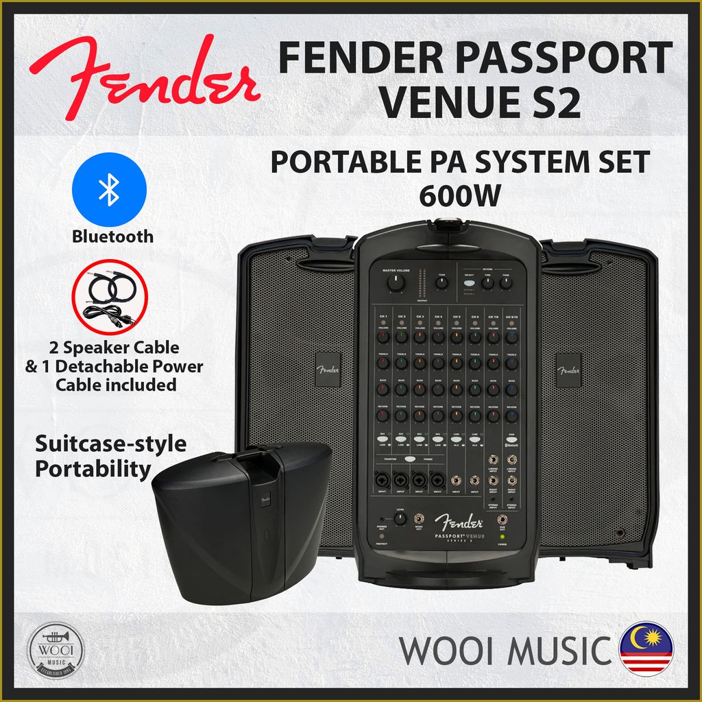 Fender Passport Venue S2 600W Portable PA System Set w/Bluetooth – Wooi  Music