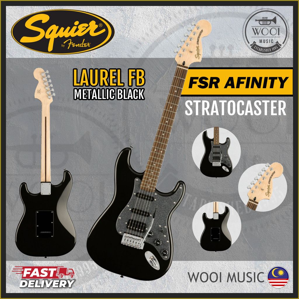 Squier FSR Affinity Strat HSS - Metallic Black CP 
