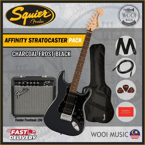 Squier Affinity Strat - Charcoal Frost Black - Pack 