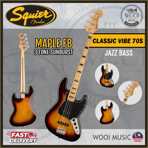 Squier Classic Vibe 70s - Jazz Bass - Maple - 3 Tone Sunburst - CP
