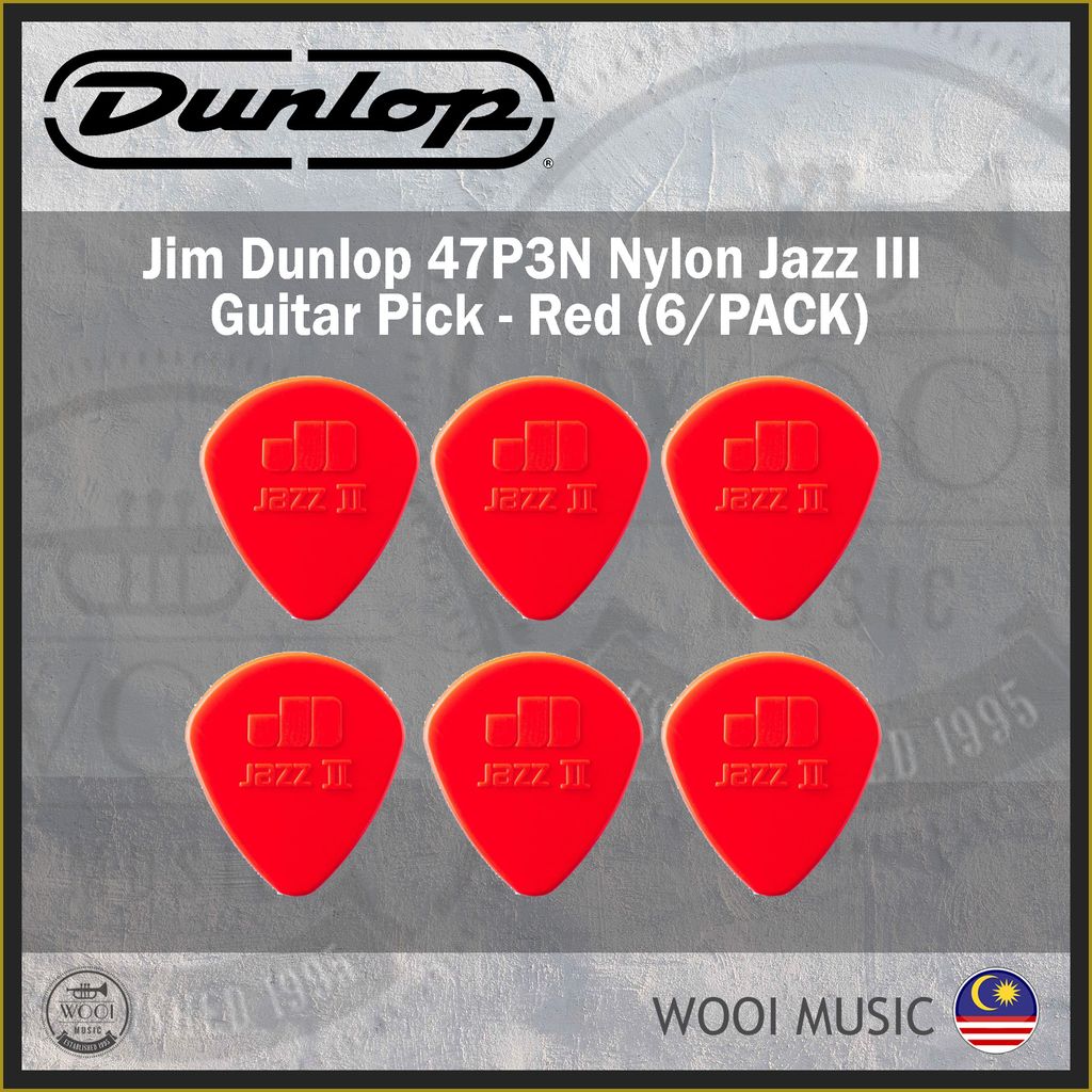 47P3N Nylon Jazz III Guitar Pick - Red - CP