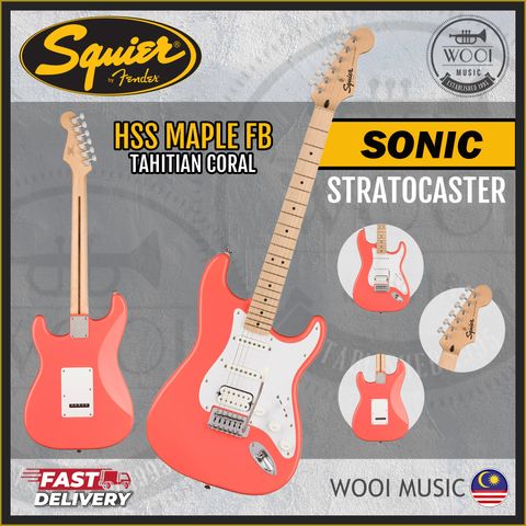 Squier Sonic Stratocaster HSS Electric Maple Fingerboard - Tahitian Coral - CP