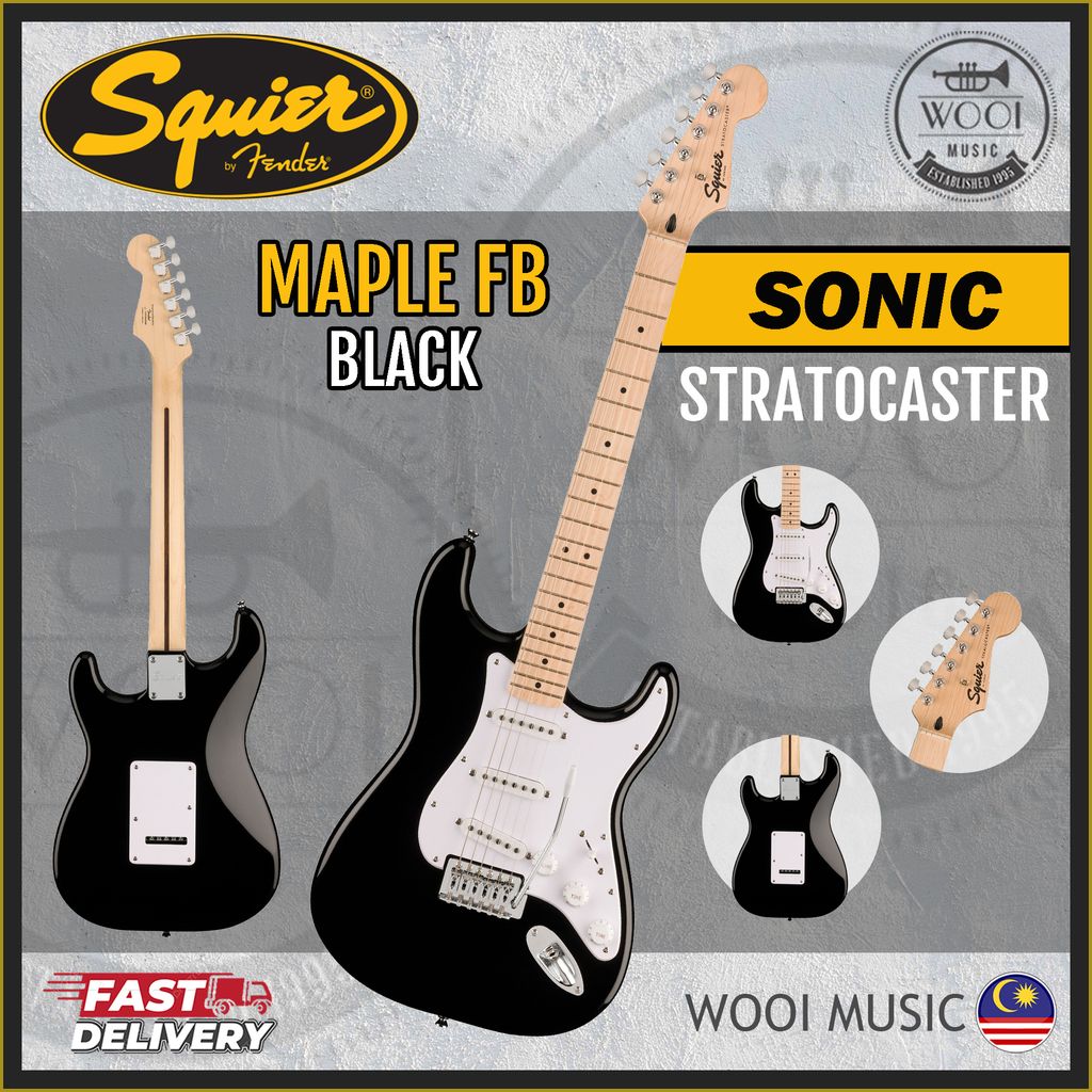 Squier Sonic Stratocaster Electric Guitar - Maple FB - Black - CP