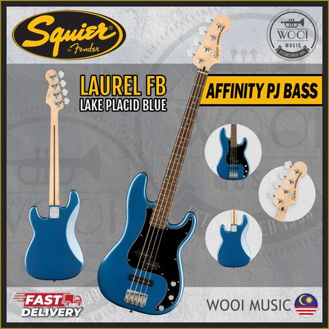 Squier Affinity Series Precision PJ Bass Guitar, Laurel FB, Lake Placid Blue-cp