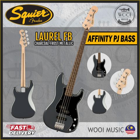 Squier Affinity Series Precision PJ Bass Guitar, Laurel FB, Charcoal Frost Metallic-CP