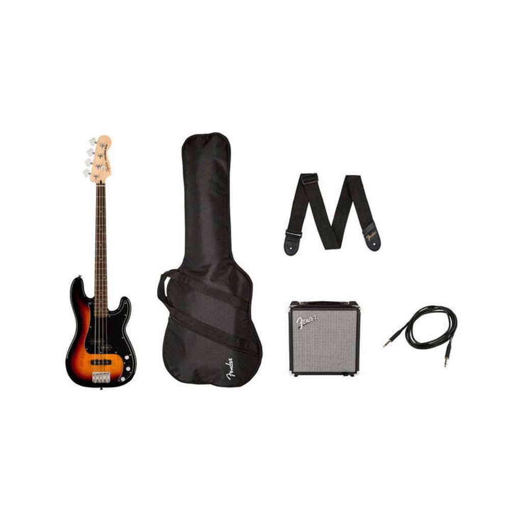 Squier Affinity Series PJ Bass Guitar Pack, Laurel FB, 3-color Sunburst-1