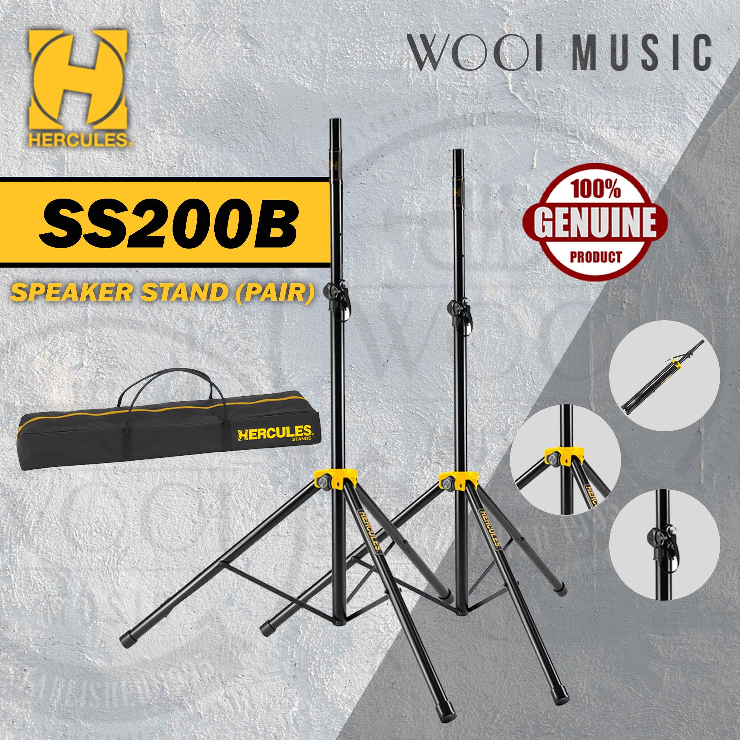 Speaker Stands Soportes Para Altavoces Hercules SS200BB, Ajustables Y Resistentes, ¡incluye Bolsa! Soporte Monitores De Estudio