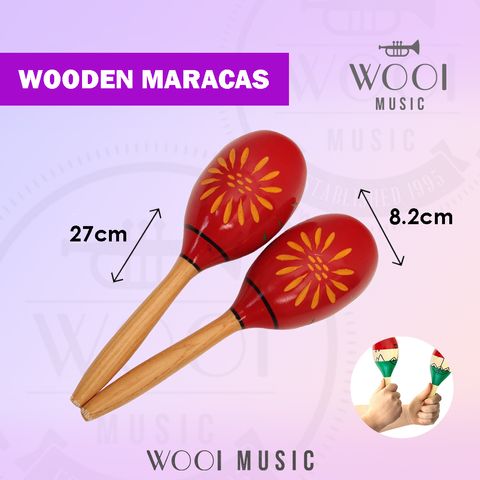 WOODEN MARACAS M2-RED-CP