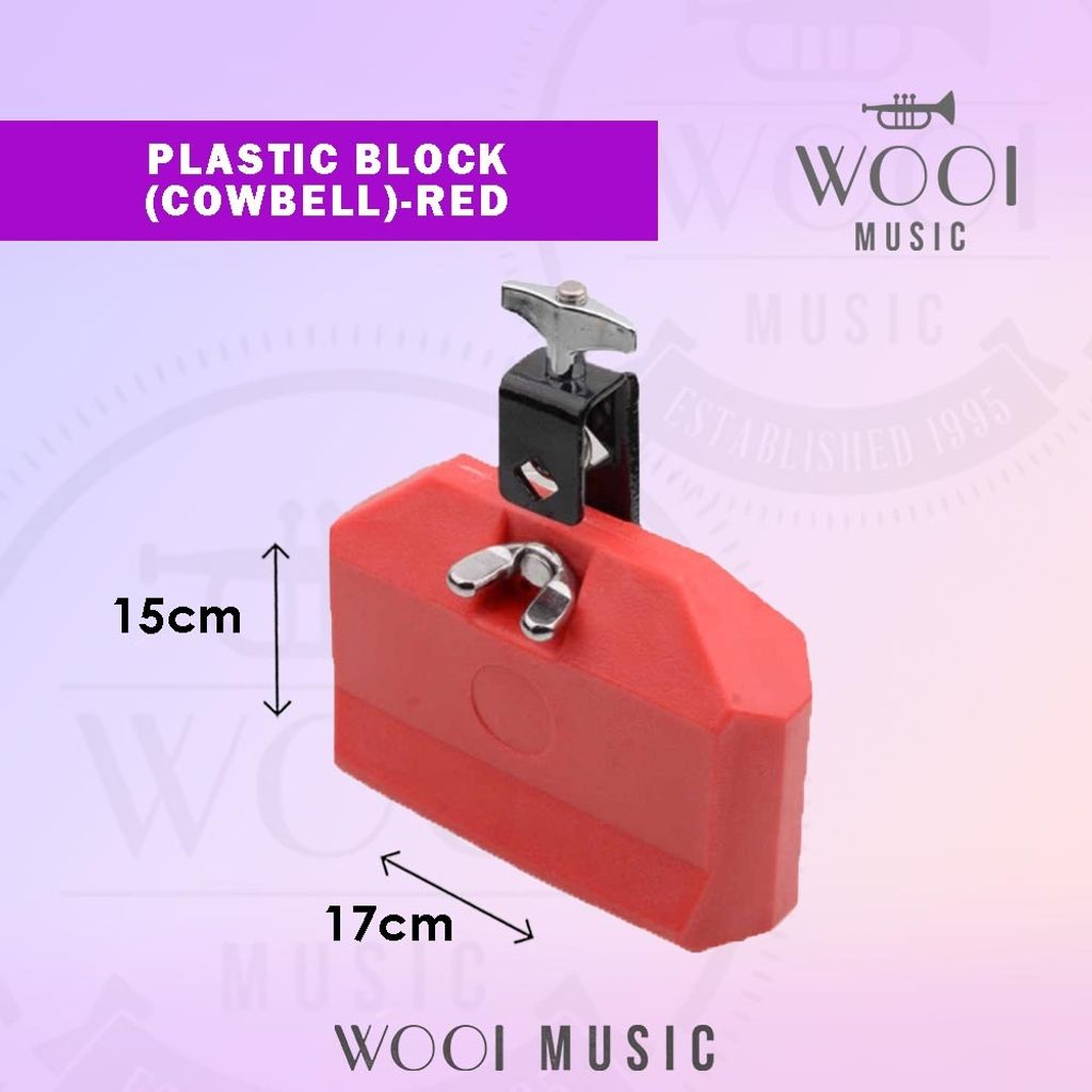 PLASTIC BLOCK COWBELL - RED