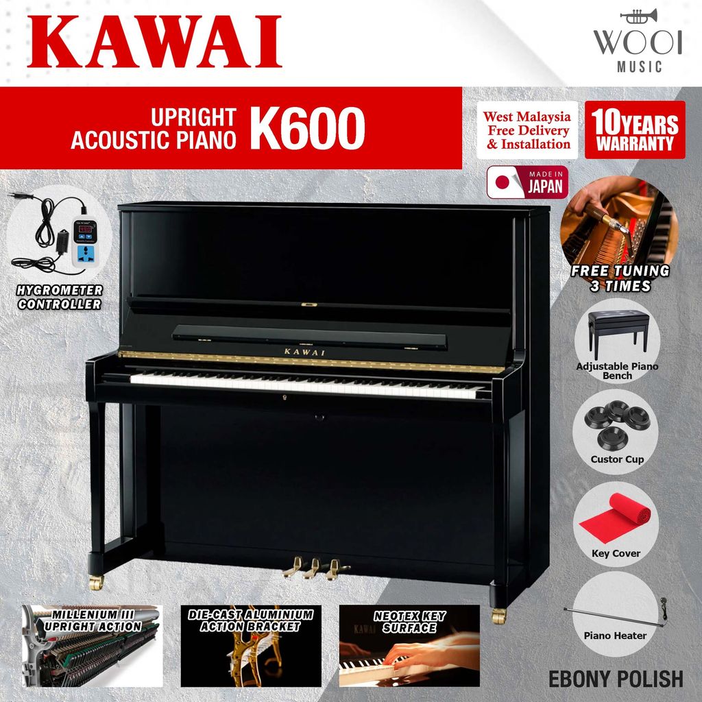 KAWAI - K600 - EBONY POLISH - JAPAN