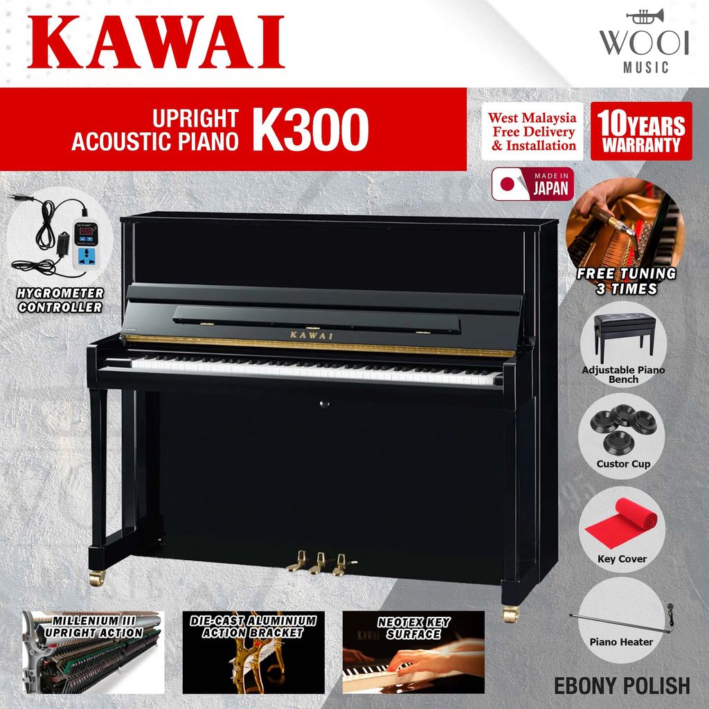 KAWAI - K300 - EBONY POLISH - JAPAN