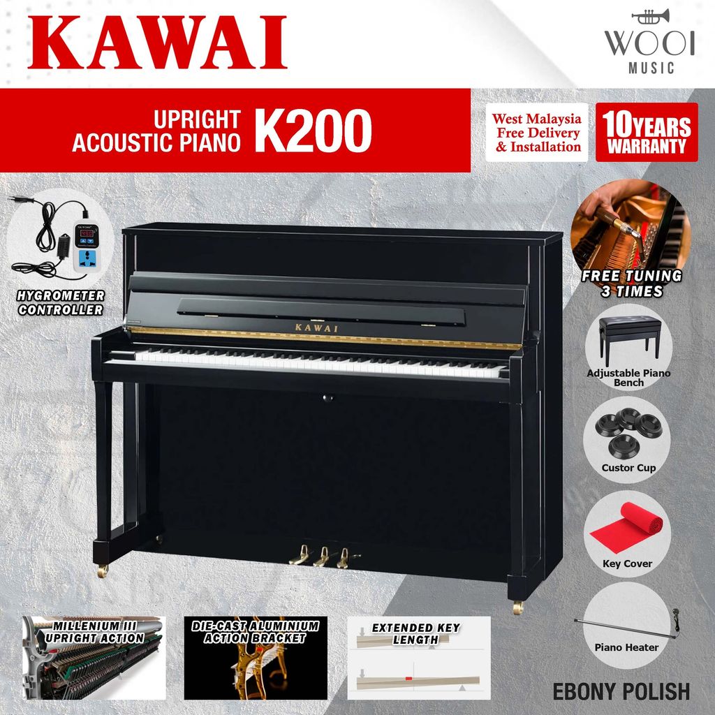 KAWAI - K200 - EBONY POLISH - INDON