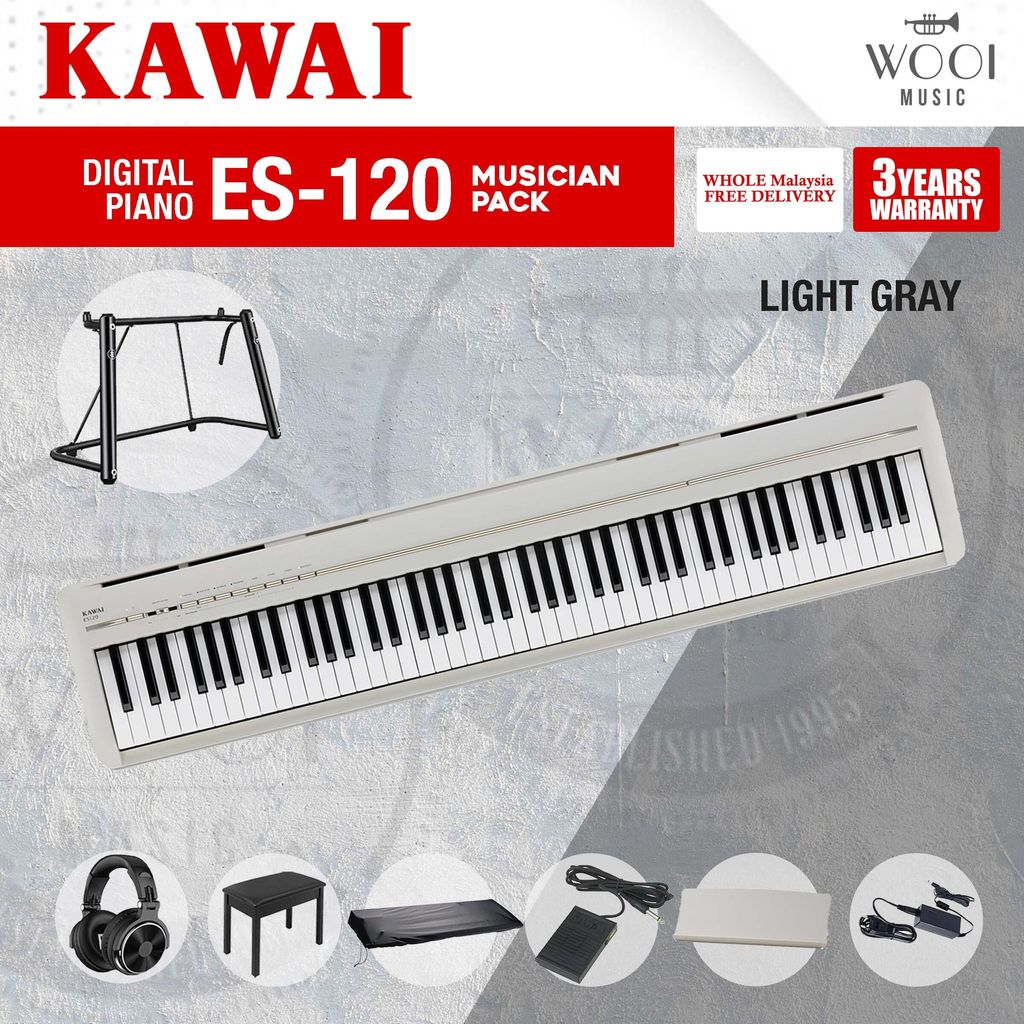 KAWAI ES120 - LIGHT GRAY - MUSICIAN PACK