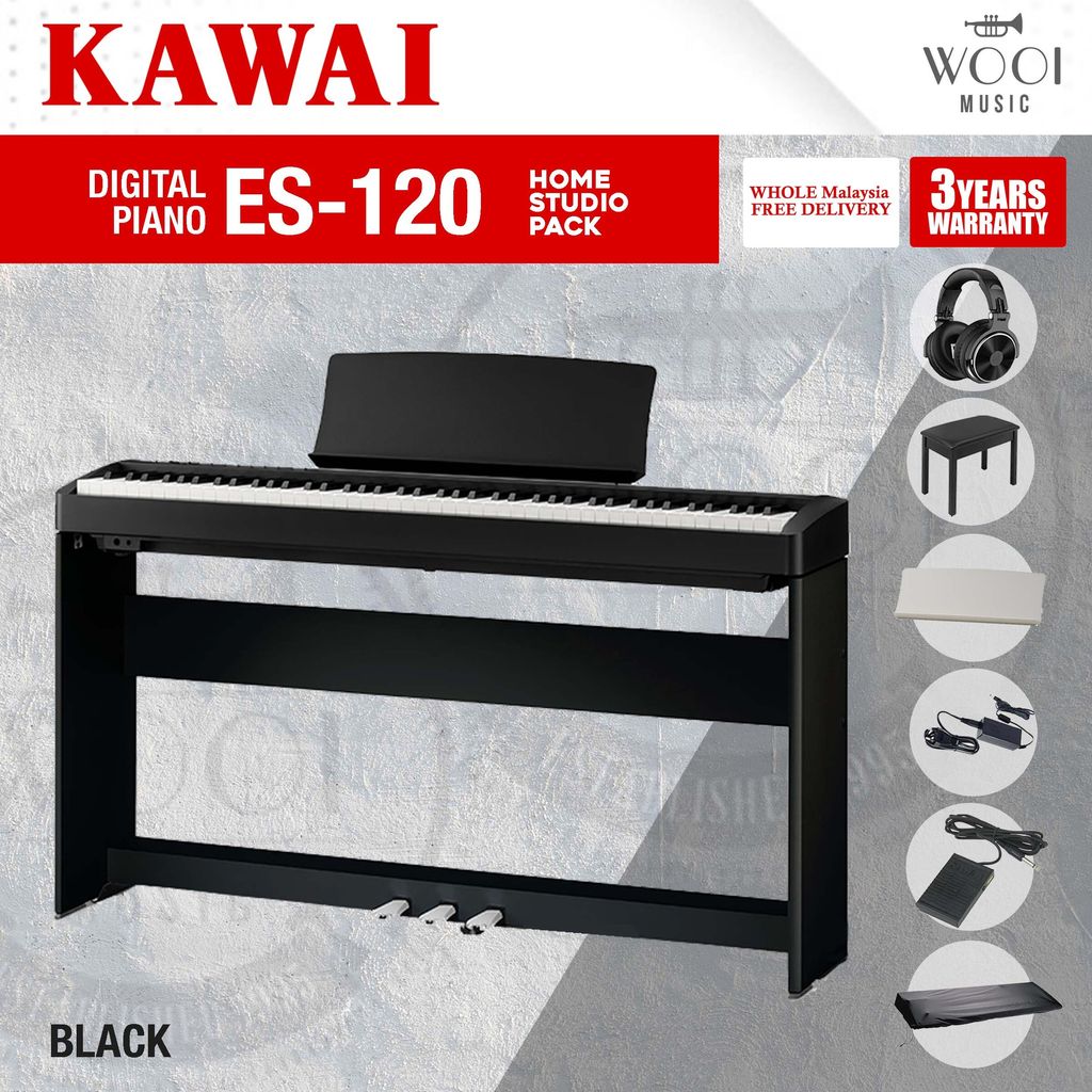 KAWAI ES120 - BLACK - HOME PRACTICE PACK