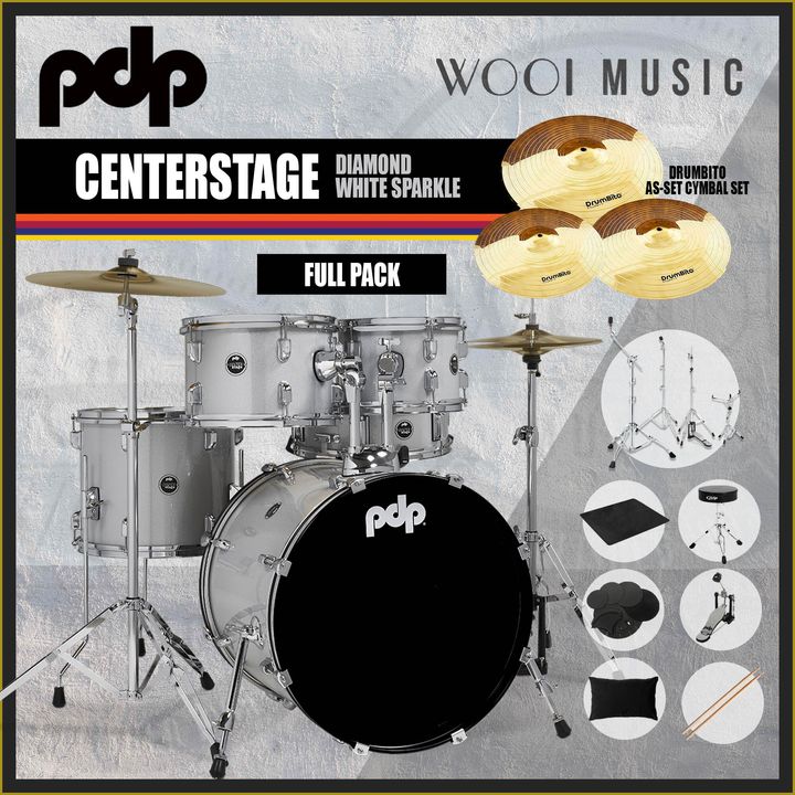 PDP CENTER STAGE DRUM - DIAMOND SPARKLE - FULL PACK