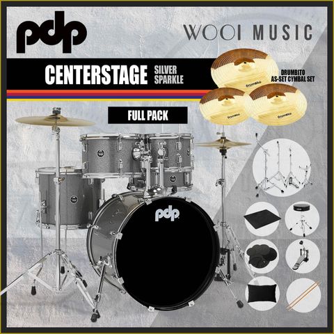 PDP CENTER STAGE DRUM - SILVER SPARKLE - FULL PACK