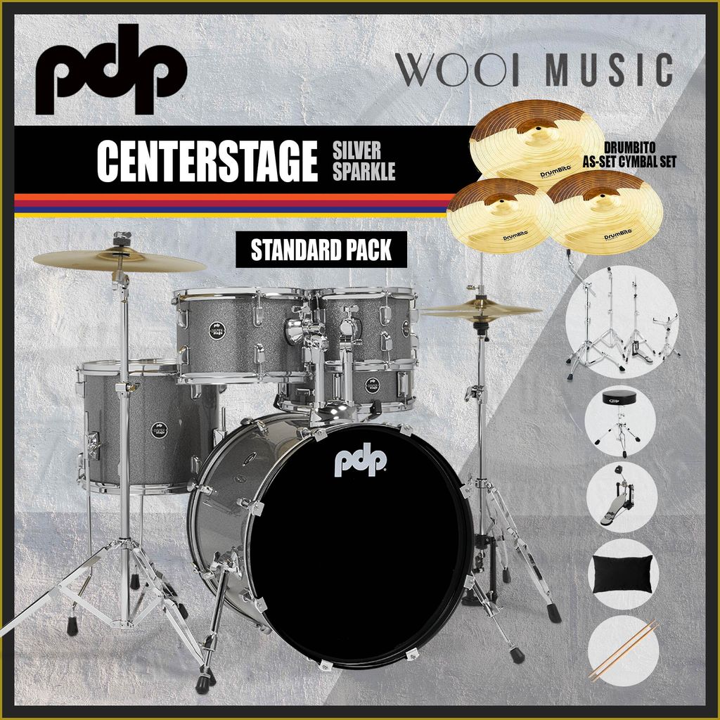 PDP CENTER STAGE DRUM - SILVER SPARKLE - STD PACK