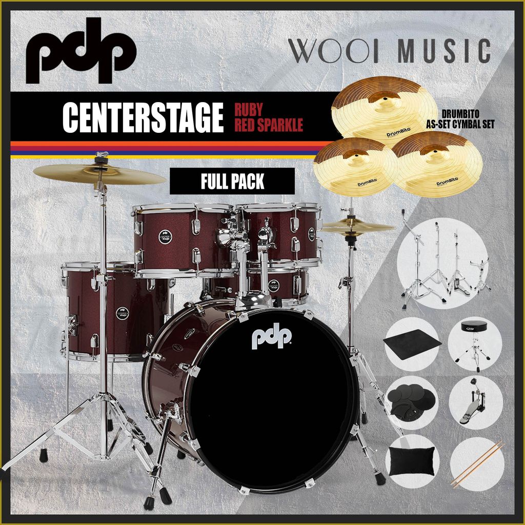 PDP CENTER STAGE DRUM - RUBY SPARKLE RED - FULL PACK