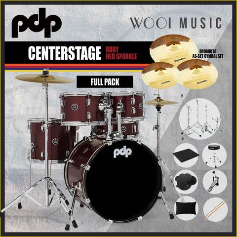 PDP CENTER STAGE DRUM - RUBY SPARKLE RED - FULL PACK