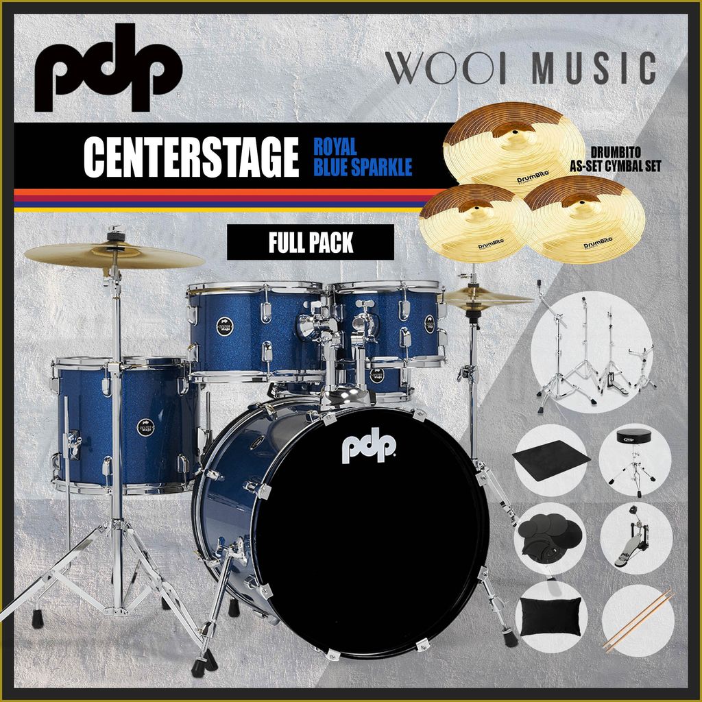 PDP CENTER STAGE DRUM - ROYAL BLUE SPARKLE - FULL PACK