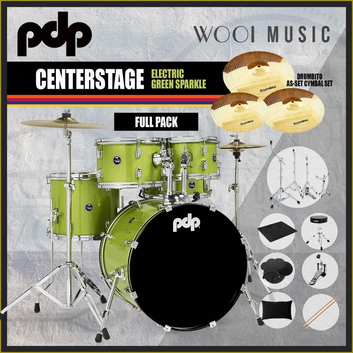 PDP CENTER STAGE DRUM - ELEC GREEN SPARKLE - FULL PACK