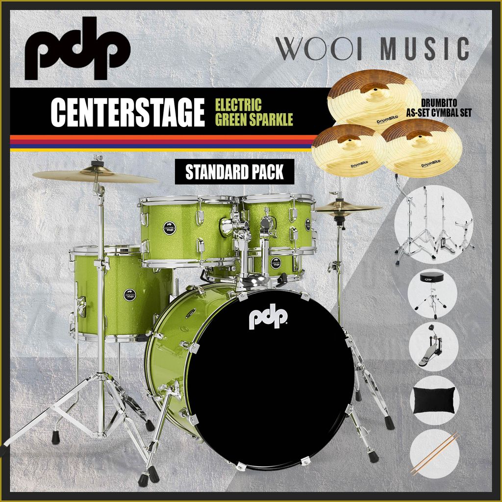PDP CENTER STAGE DRUM - ELEC GREEN SPARKLE - STD PACK