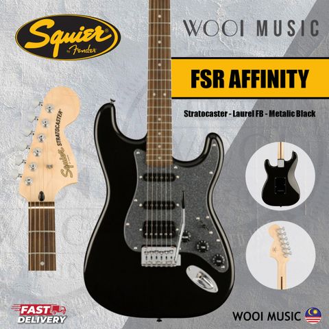 Squier FSR Affinity Strat HSS - Metallic Black CP 