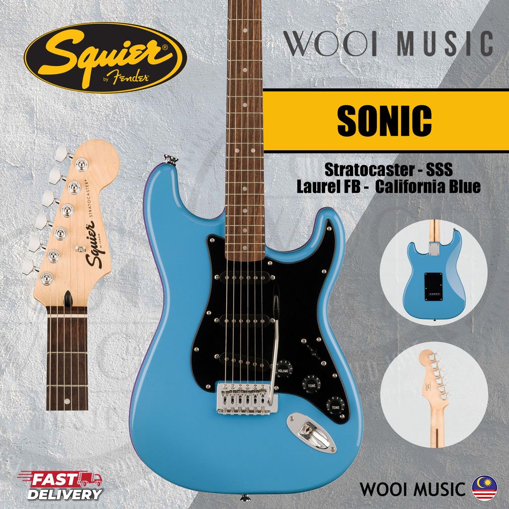 Squier Sonic Stratocaster Electric Guitar - Laurel FB - California Blue - cp