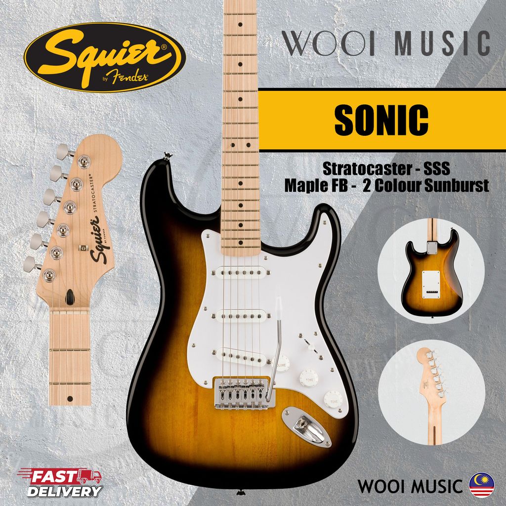 Squier Sonic Stratocaster Electric Guitar - Maple FB - 2 Color Sunburst-cp